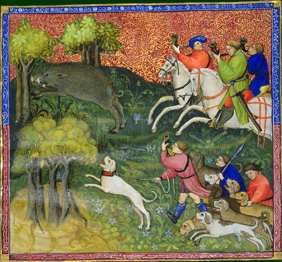 Enluminure du livre de chasse de Gaston Phébus, BNF.