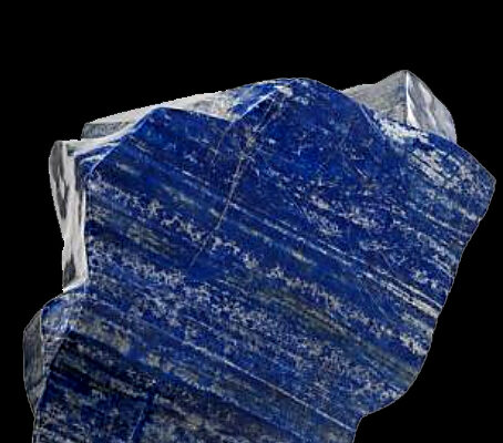 Lapis lazuli d’Afganistan, les lits bleus sont constitués essentiellement de lazurite.