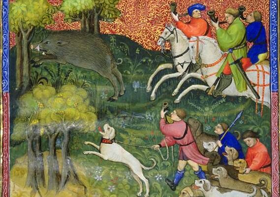 Enluminure du livre de chasse de Gaston Phébus, BNF.